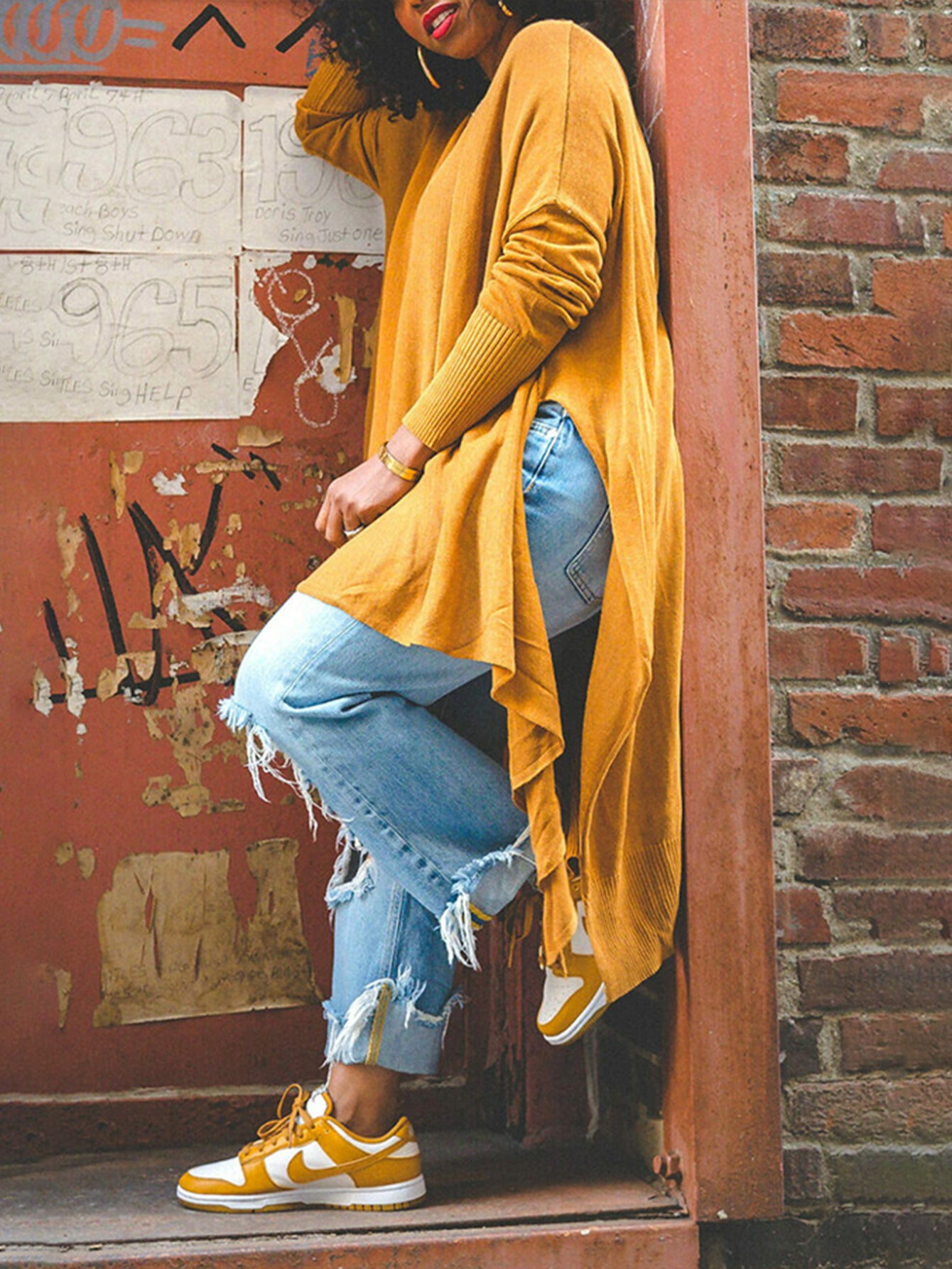 Stylish Asymmetrical Hem Split Top