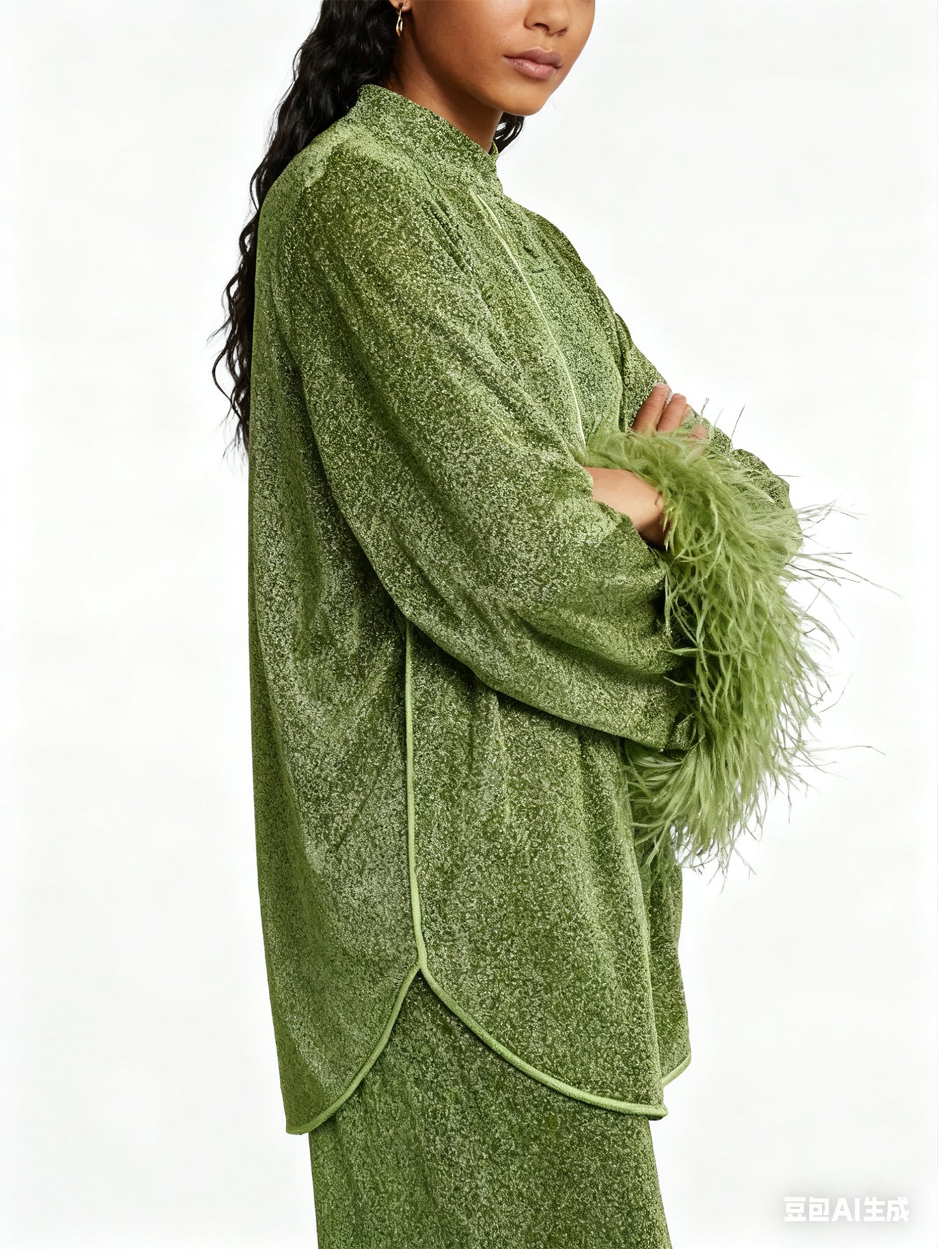 Fashion Fuzzy Trim Top & Pants Set