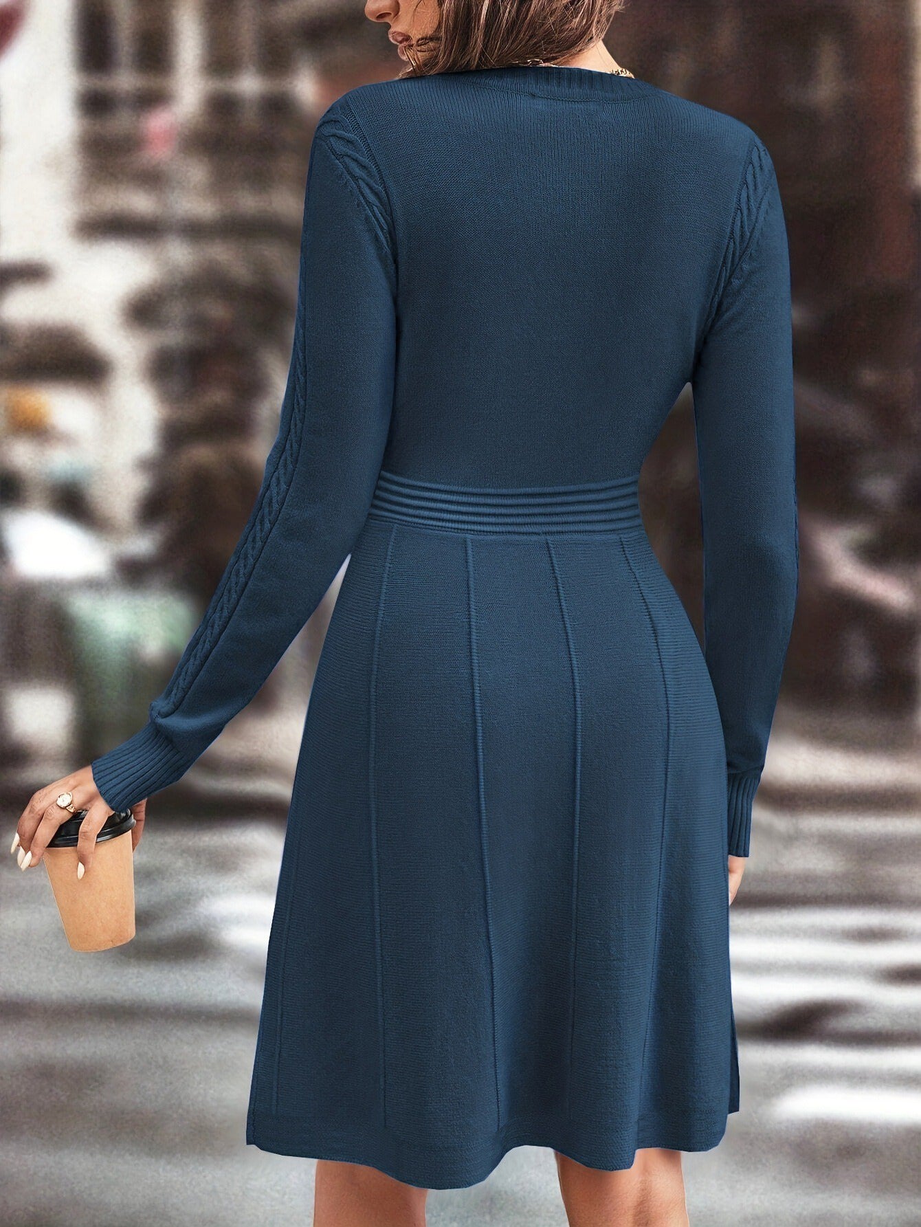 Chic Cable Knit A-line Dress