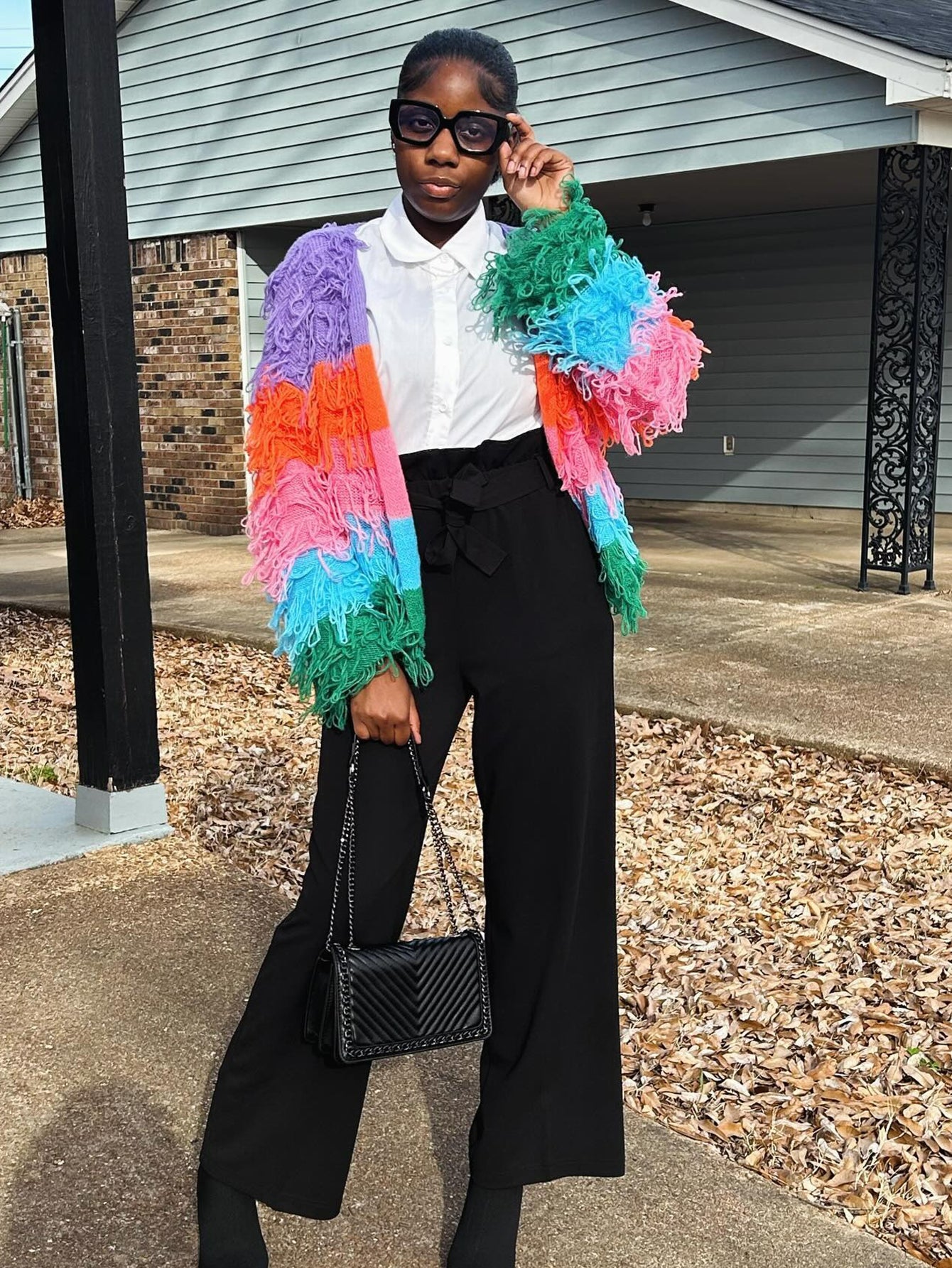 Tassel Gradient Sweater Cardigan