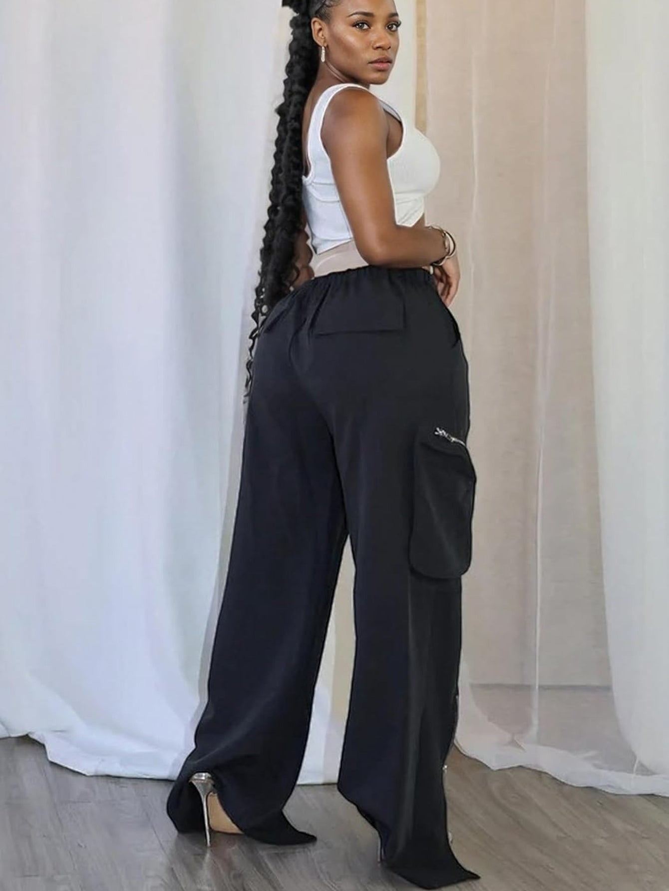 Multi-Pocket Zippered Straight-Leg Pants