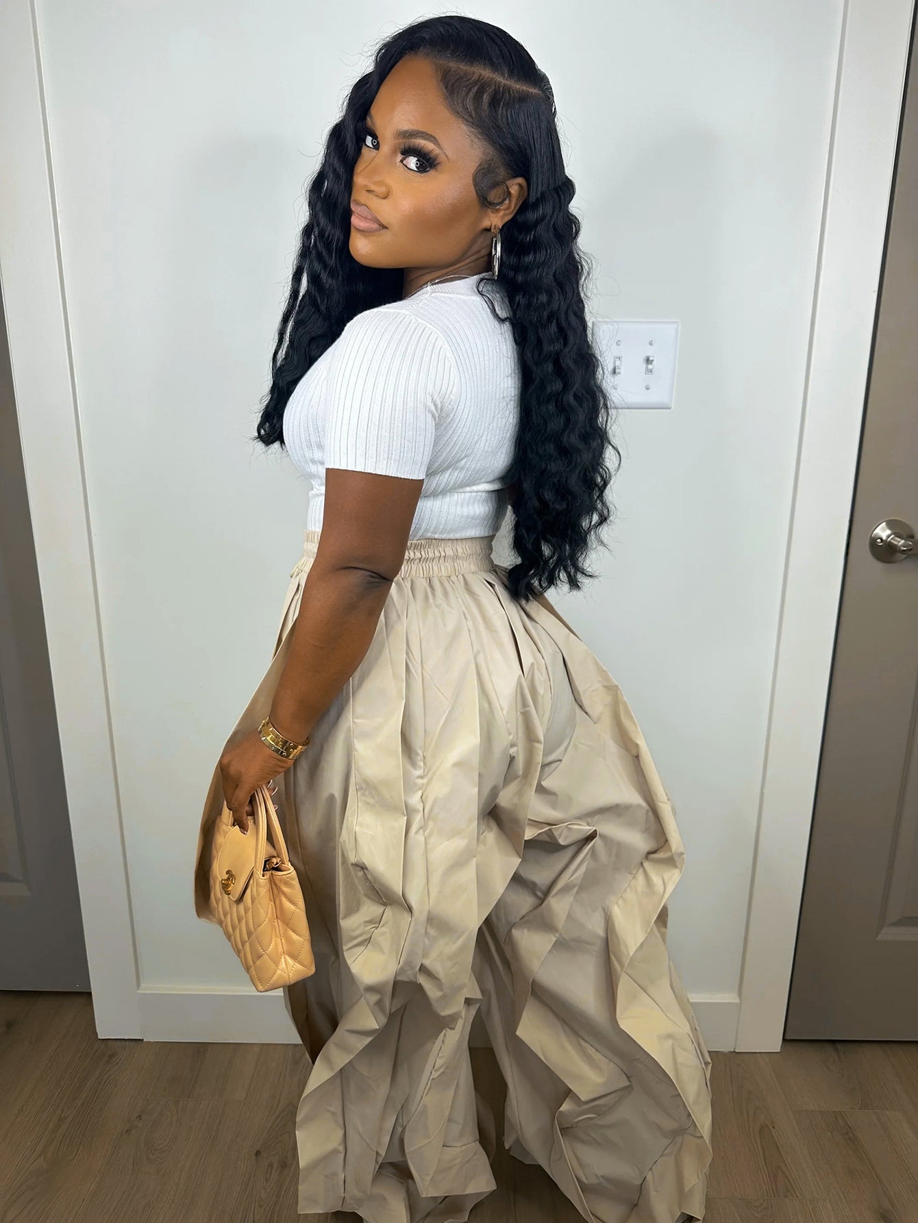 Layered Ruffled Balloon-Leg Pants