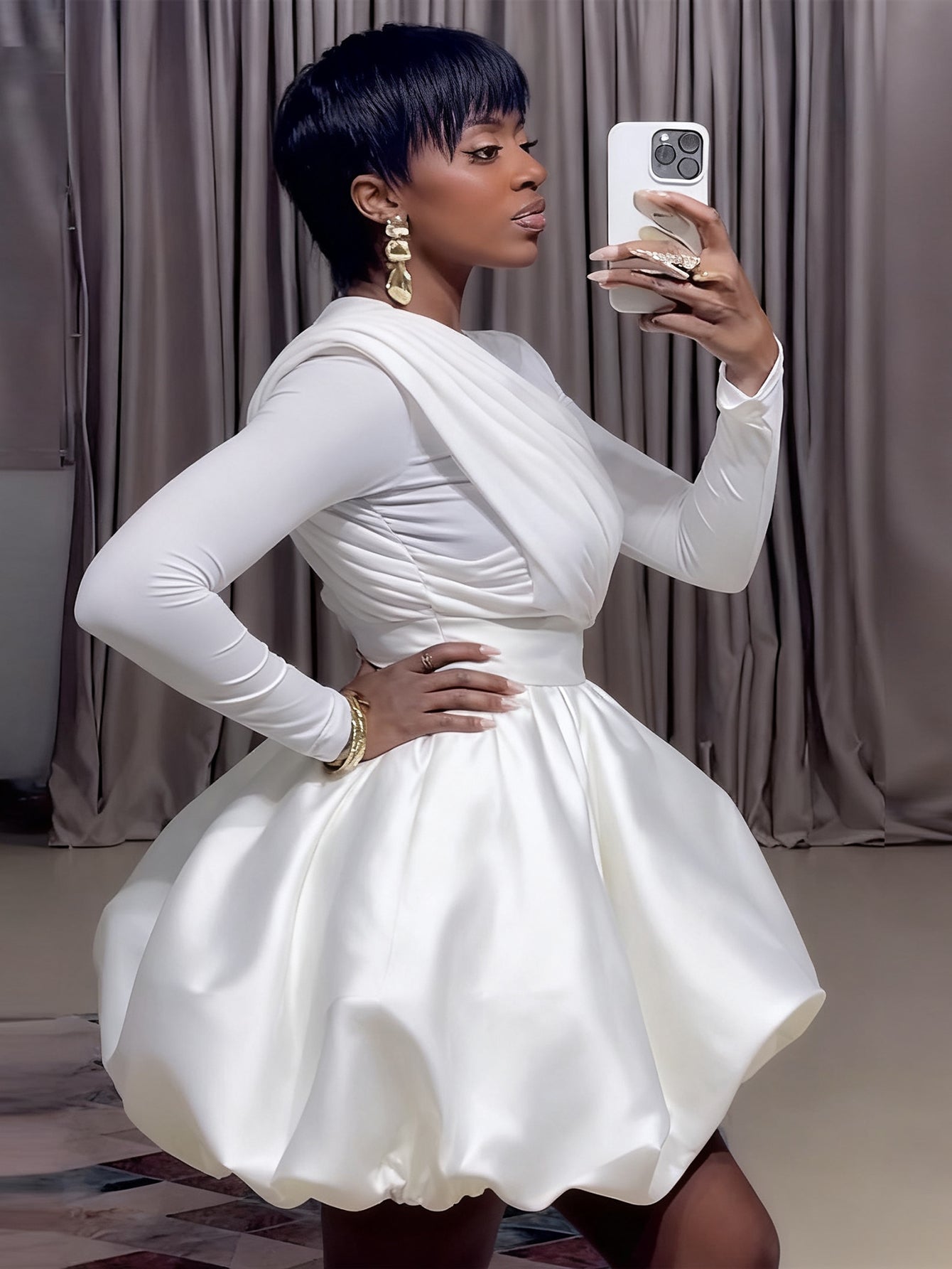 Stylish Pleated Blouse & Tulip Skirt Set