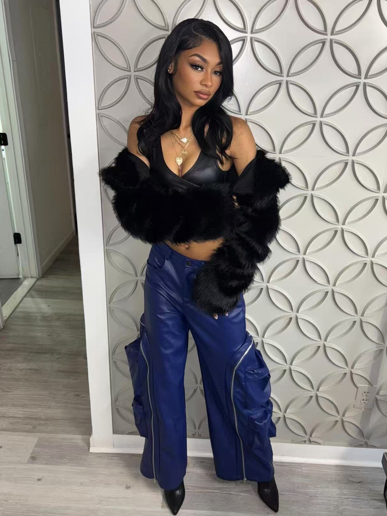 Stylish Detachable Zippered Cargo Leather Pants