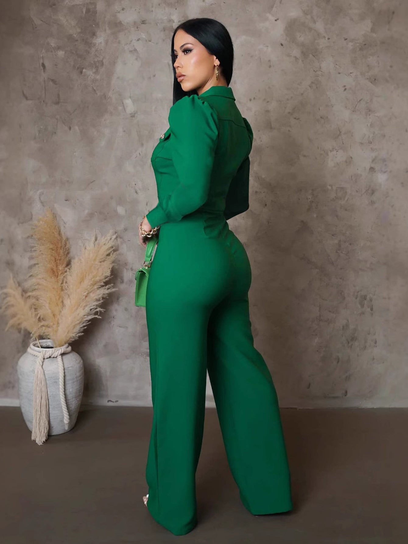 Stylish Front Button Wide Leg Jumopsuit