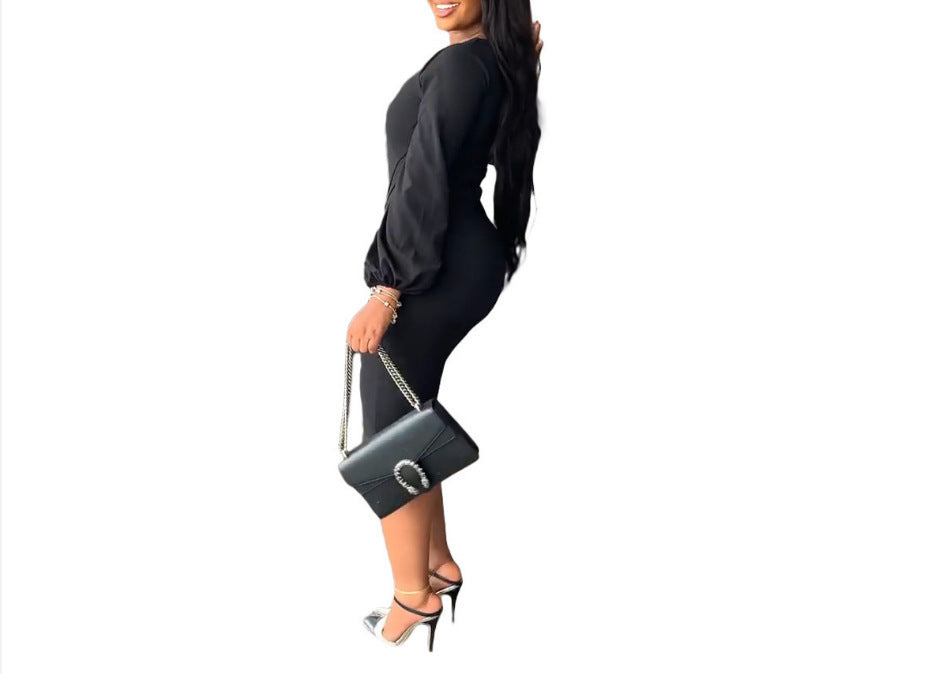 Women's Lantern Long Sleeved Fashionable Dress