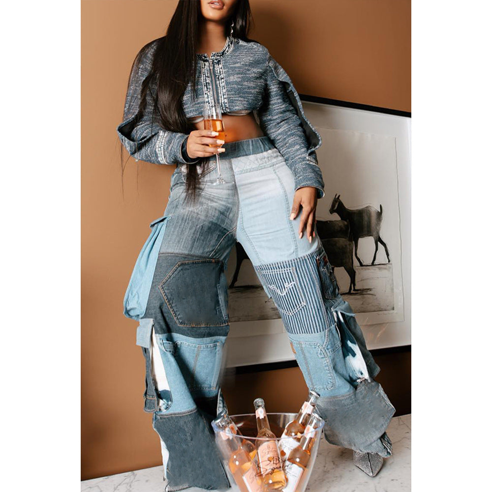 Fashionable And Personalized Large Pocket Three-Dimensional Organ Bag Pants