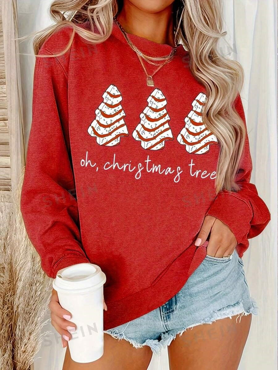 Fashionable Christmas Print Sweatshirt