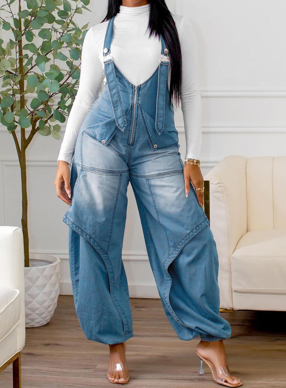 Fashionable And Casual Zip-Up Jumpsuit