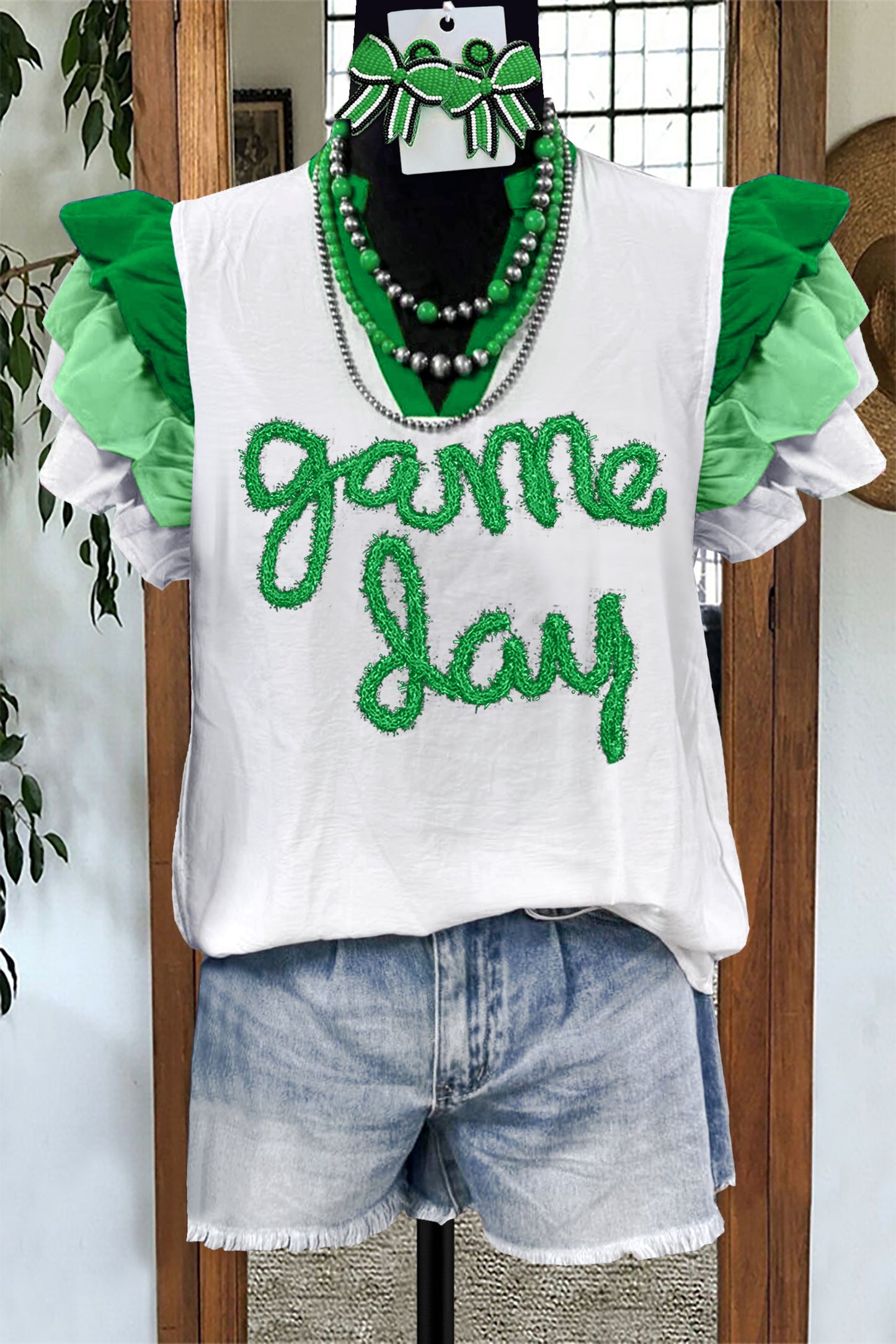 Classic Gameday Letter Flying Sleeve Top