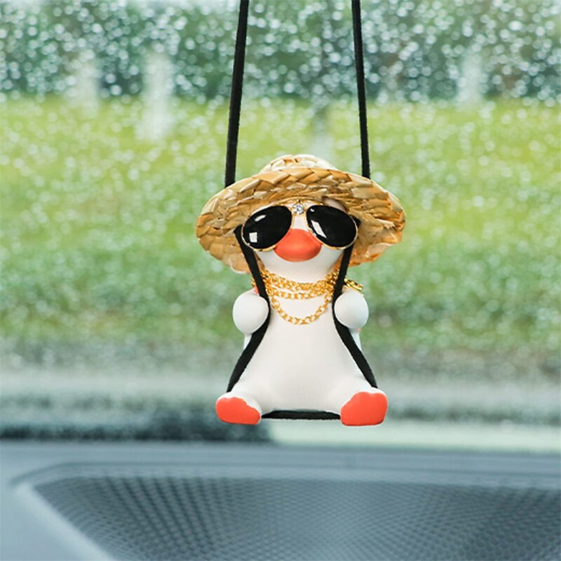 Swing Duck Car Hanging Ornament Super Cute Swing Ducks Mirror Hanging Accessories Auto Decoration Rearview Mirror Pendant Flying Duck Car Interior Set