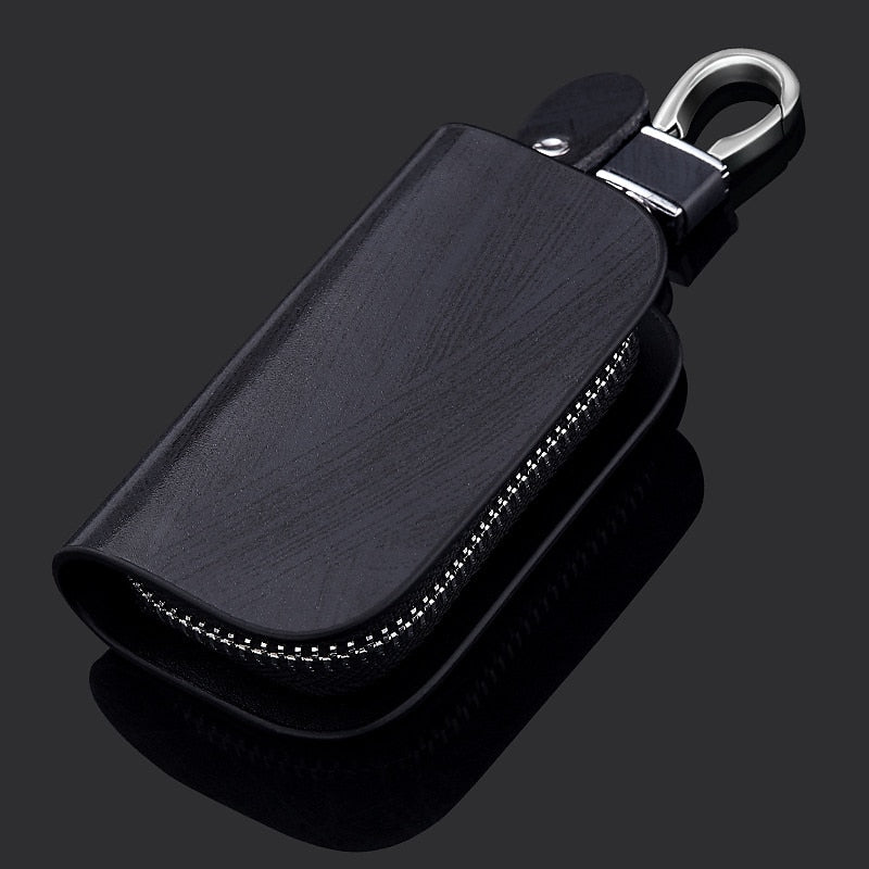 Premium Genuine Leather Remote Car Key Case - Key Fob Protector and Keychain Holder with Zipper Bag for Car Accessories 2024 - $6.99