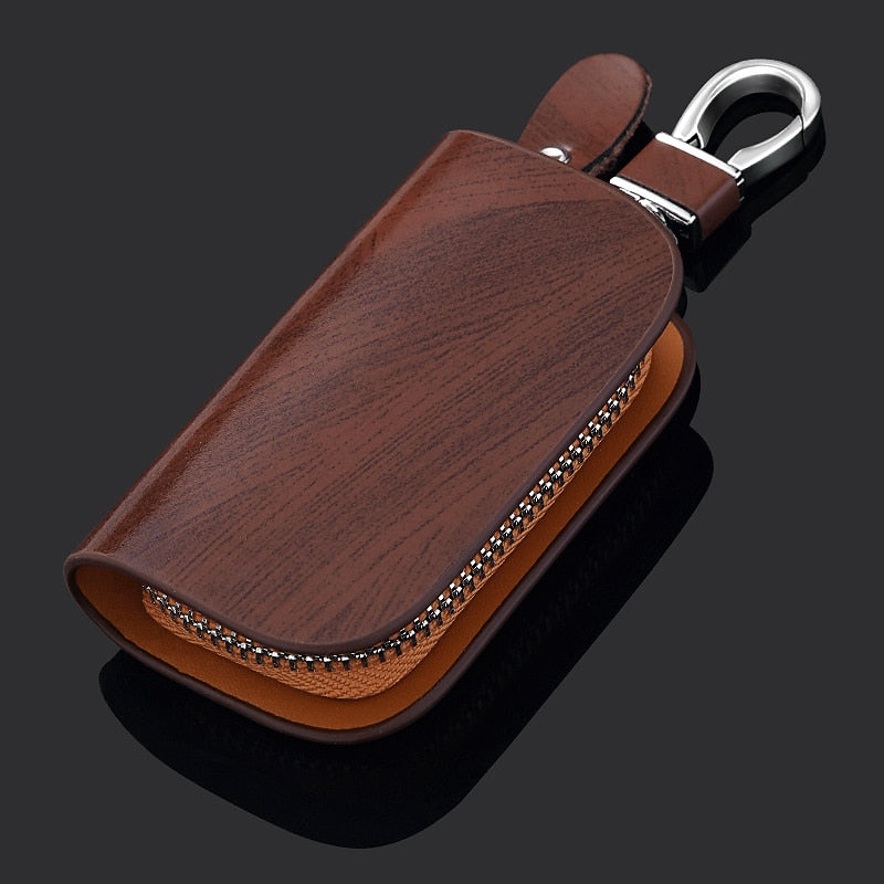 Premium Genuine Leather Remote Car Key Case - Key Fob Protector and Keychain Holder with Zipper Bag for Car Accessories 2024 - $6.99