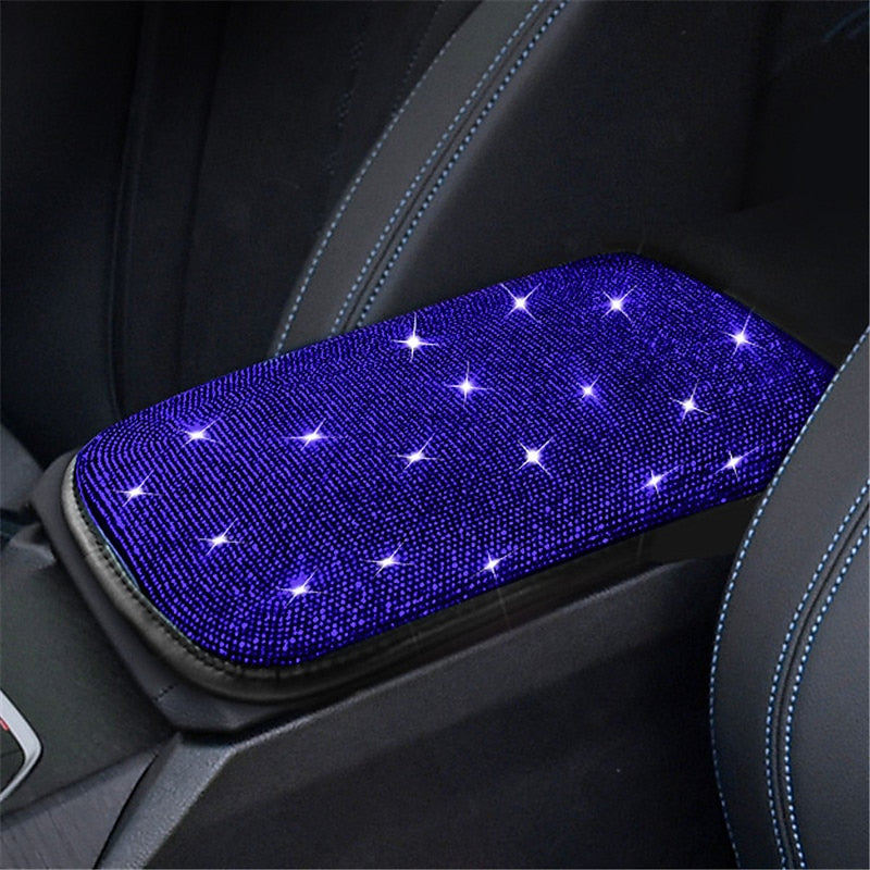 Bling Bling Car Armrest Cover Luster Crystal Car Center Console Cover Protector Universal Auto Arm Rest Cushion Pads Car Interior Decor Accessories 20