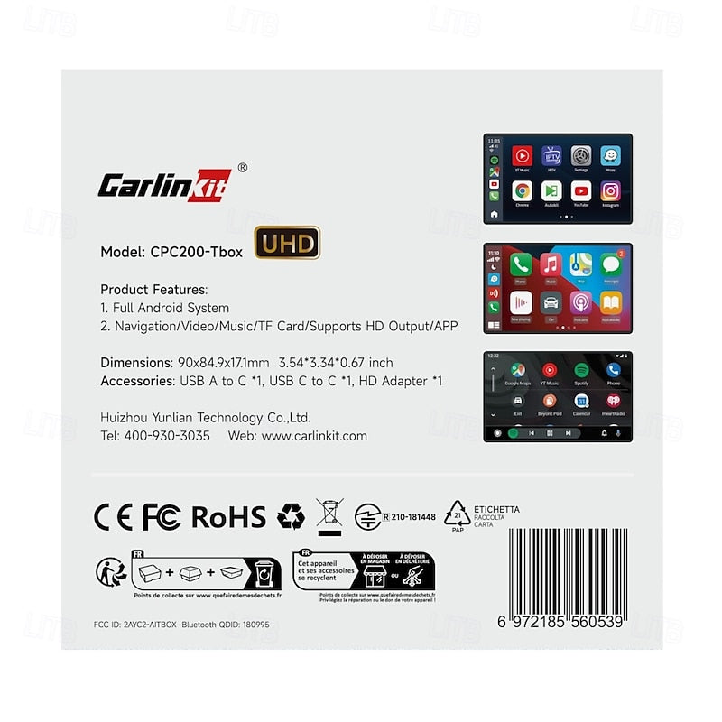 Carlinkit UHD Wireless CarPlay Android Auto Box CarPlay Al Box Android 13 Smart TV Streaming Box SDM660 UHD HDMI-Compatible Output 2024 - RON 1537.2