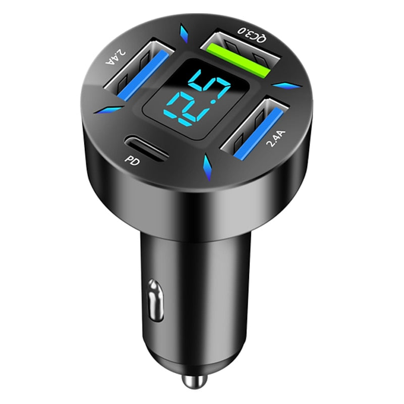 4 in 1 66W Car Charger Quick Charge Cigarette Lighter Adapter 4-Port USB AUSB C Fast Charging Phone Charger for iPhone Xiaomi Samsung 2024 - $7.99