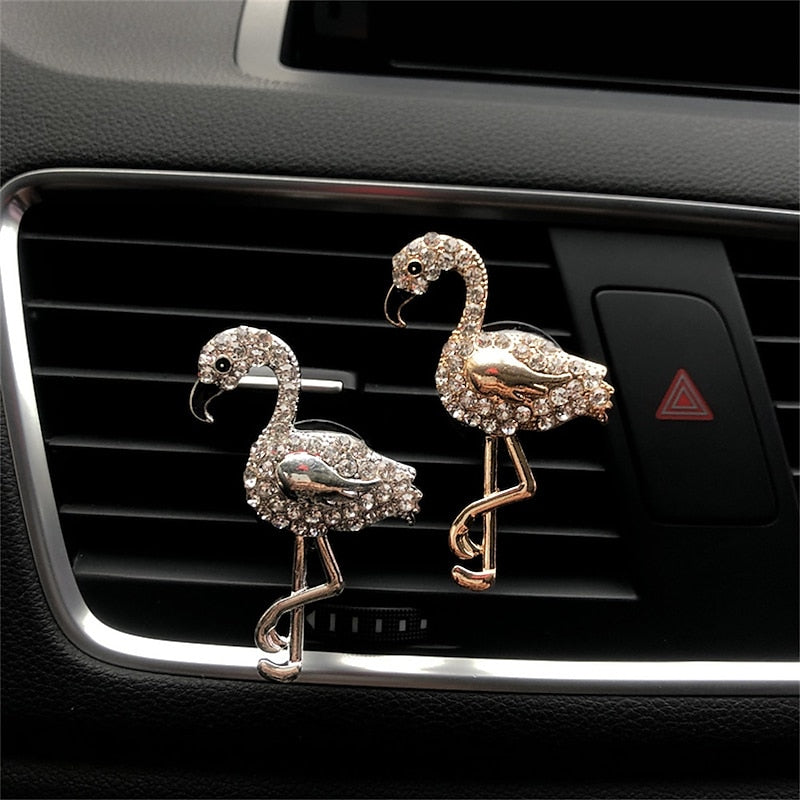 Car Air Freshener Alloy Diamond Air Outlet Flamingo Aroma Diffuser Car Interior Perfume Clip High End Auto Inter Accessories 2024 - $6.99