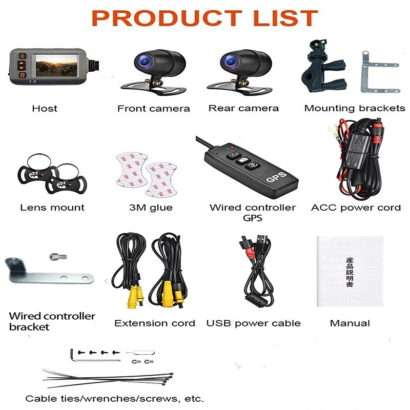 SE20L Motorcycle Recorder Waterproof Dual-lens Camera Driving video Camera DVR Loop Recording Support Photo Recording 2024 - $94.99