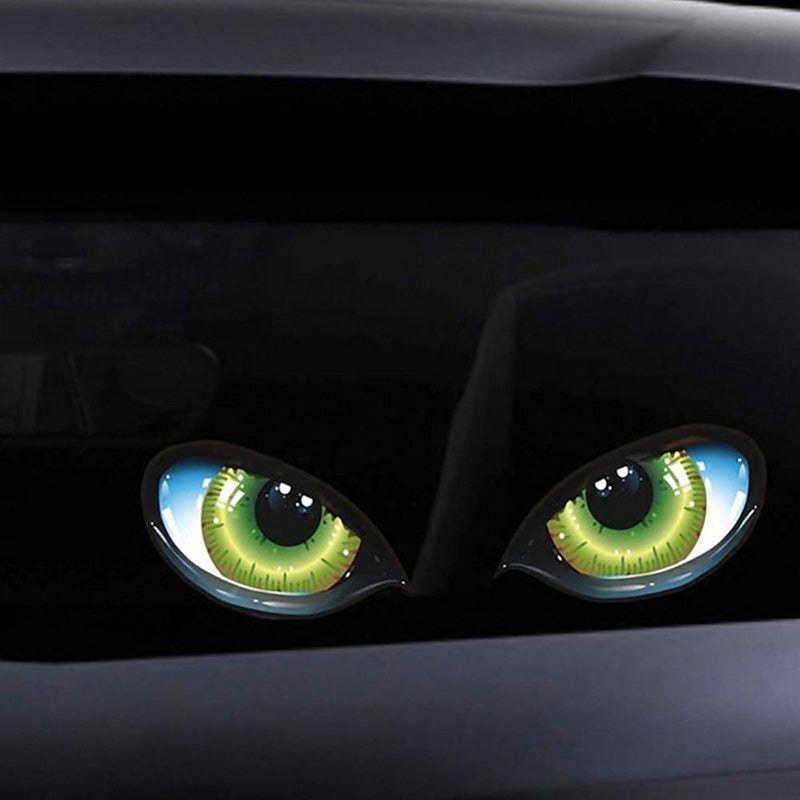 2Pcs 3D Stereo Reflective Cat Eyes Car Sticker Car Auto Side Fender Eye Stickers Adhesive Creative Rearview Mirror Deca 12.6*6.3cm #269128 2024 - GBP