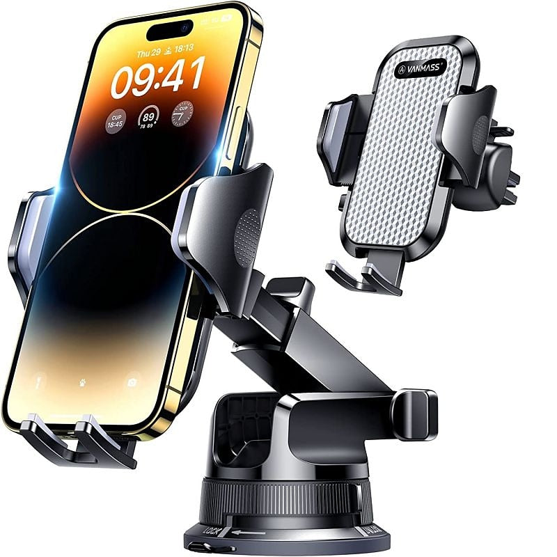 StarFire Car Phone Holder Mount Sturdiest Hook Clip Strongest Suction Cup Handsfree Cell Phone Holder Car Dash Windshield Air Vent Stand for iPhone 14