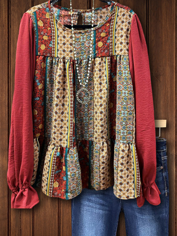 Totem Print Ruched Top