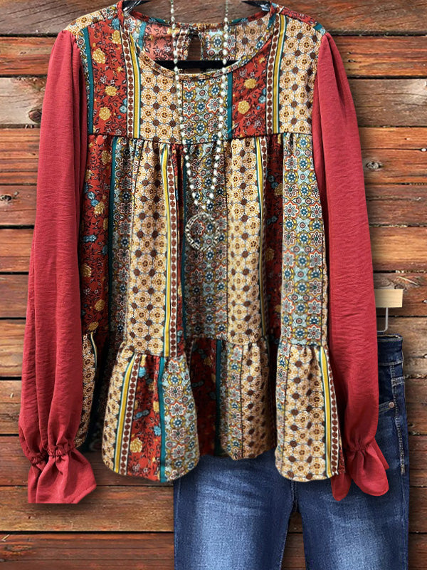 Totem Print Ruched Top