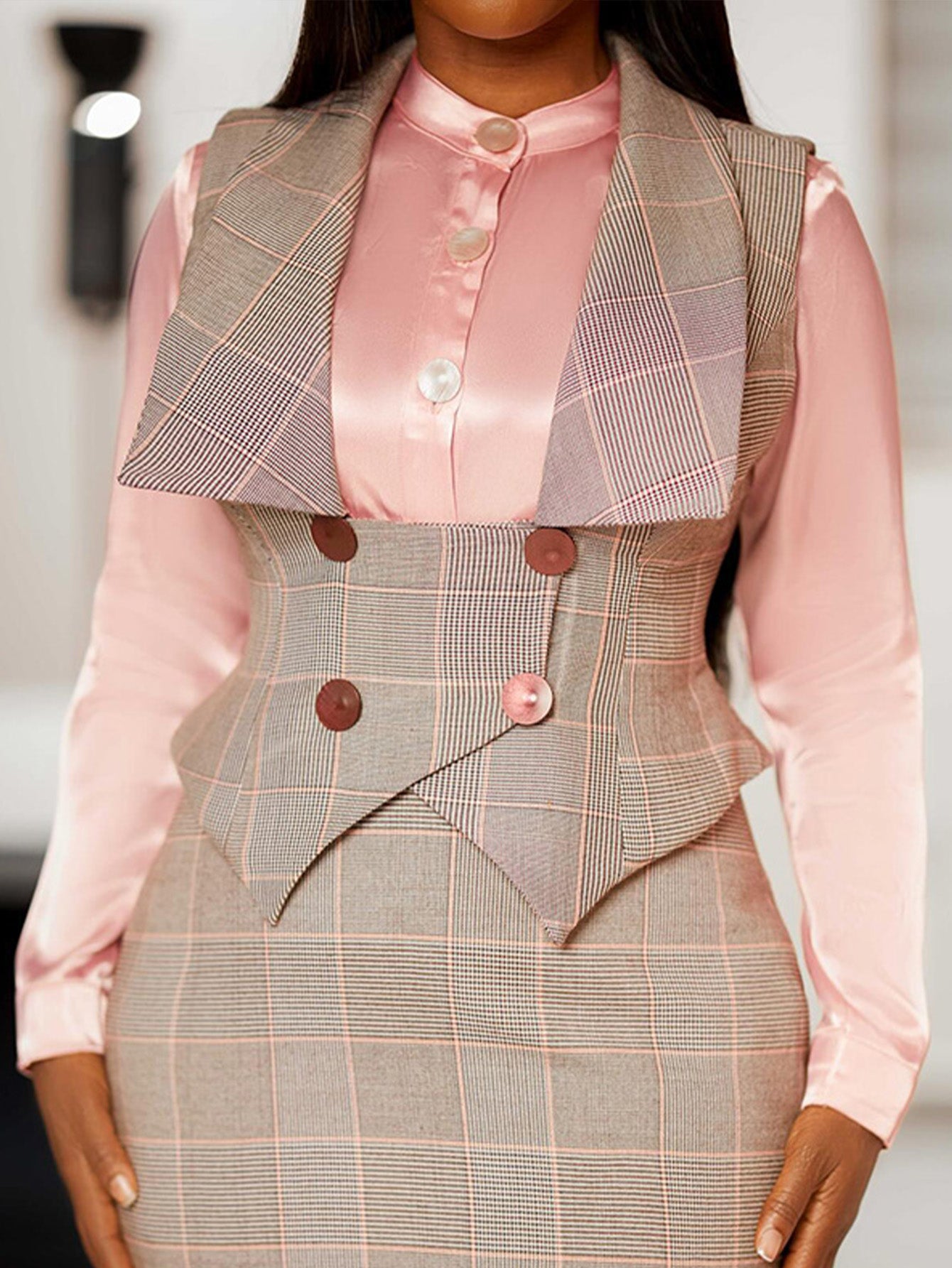 Elegant Single Breasted Skinny Blouse