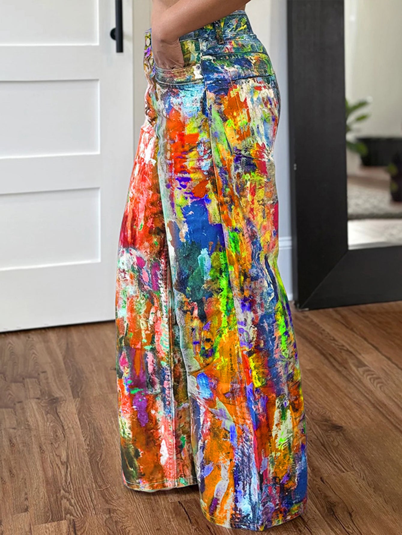 Street Fashion Abstract Painted Straight Jeans