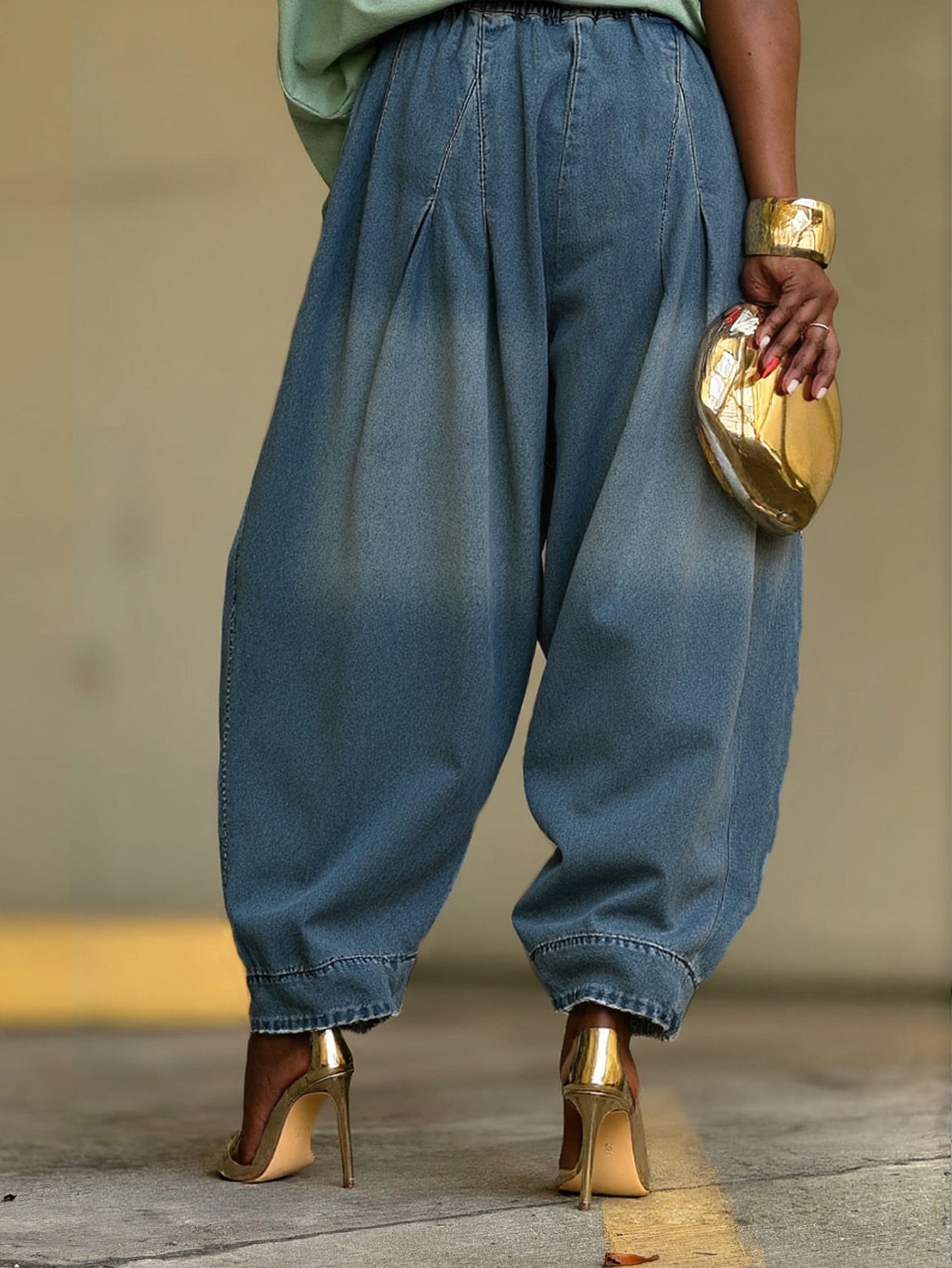 Retro Drop Crotch Denim Pants
