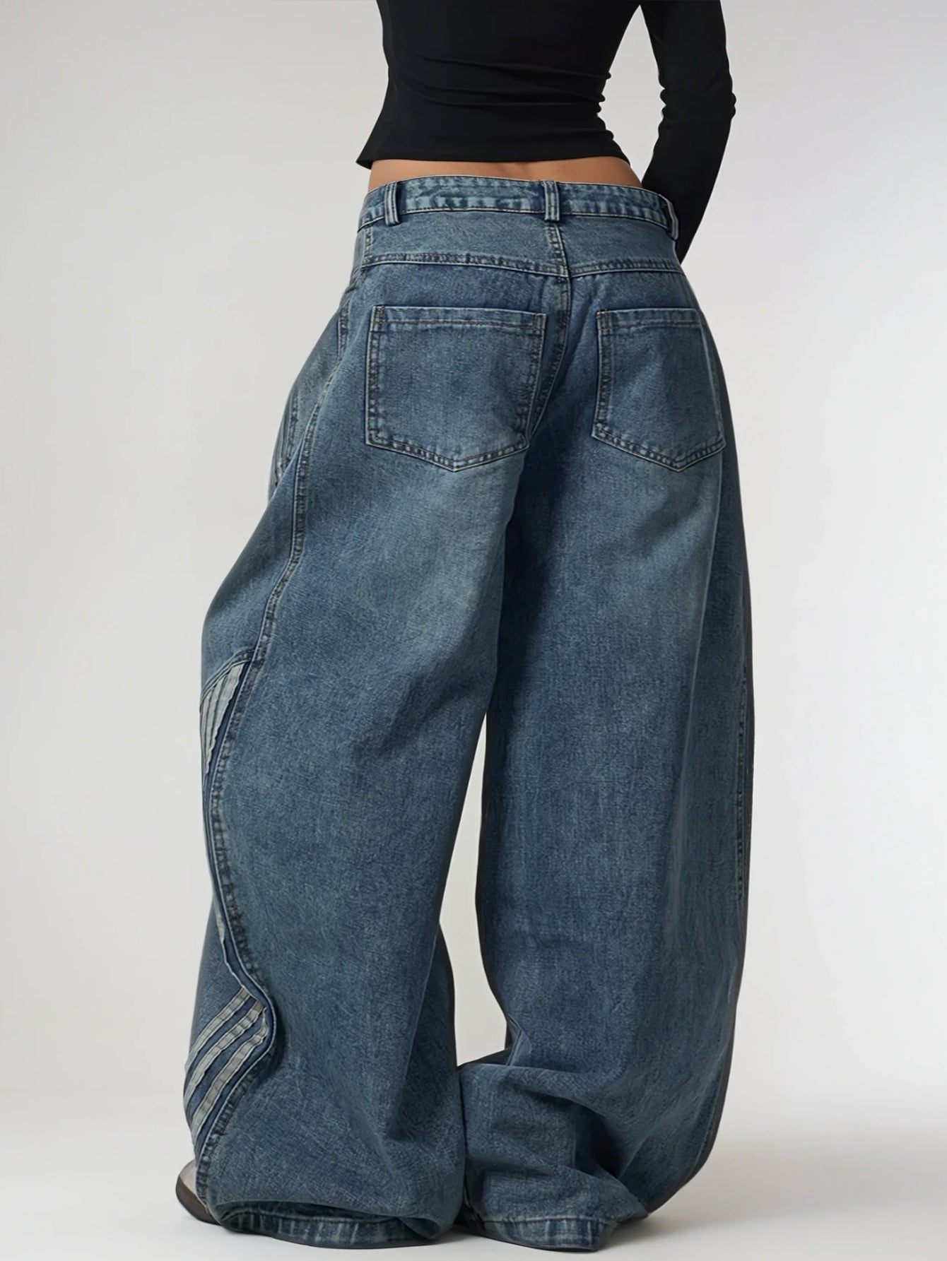 Retro Striped Straight Leg Jeans