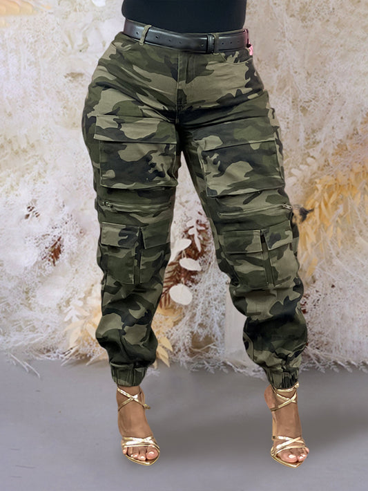Stylish High Waisted Camouflage Cargo Pants