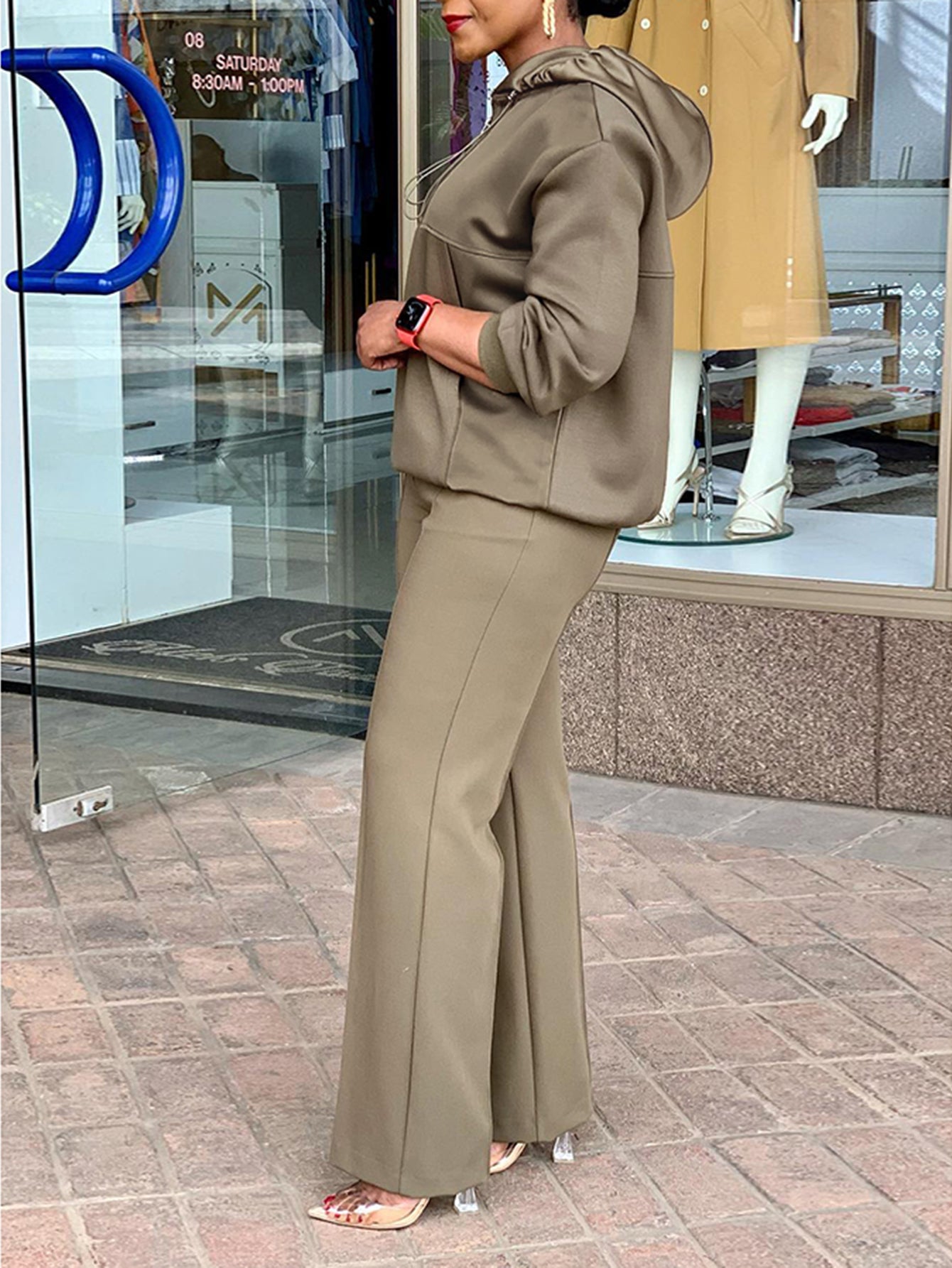 Casual Half-Zip Hoodie & Pants Set