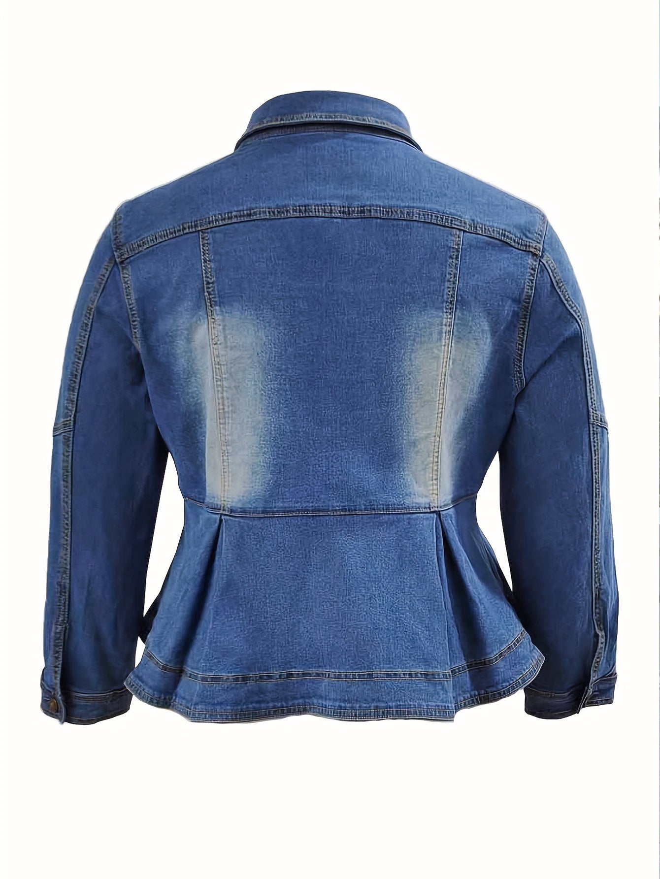 Stylish Ruffle Hem Single Breasted Denim Top