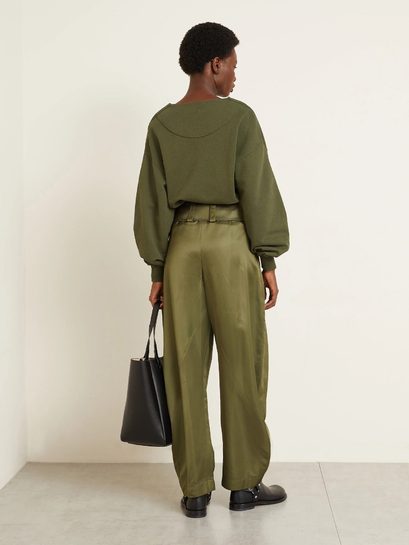Retro Pleated Carrot Belted Pants 