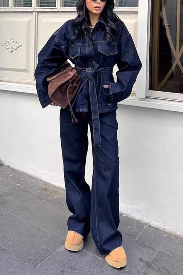 Chic High Waist Straight Leg Jeans