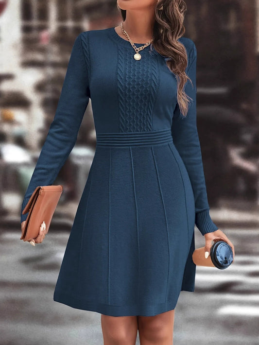 Chic Cable Knit A-line Dress