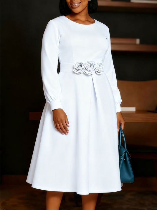 Chic 3D Flower A-line Dress