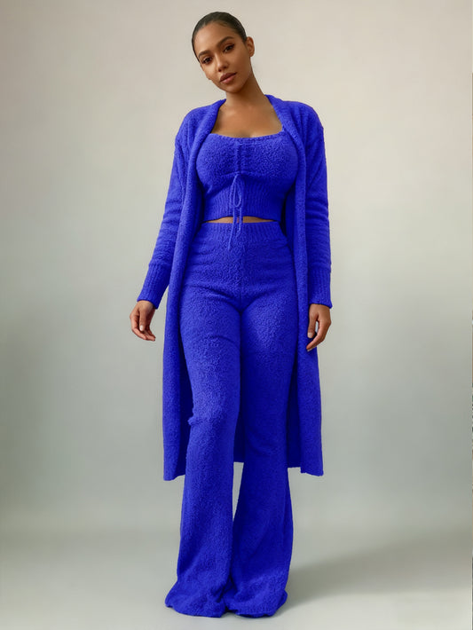 Casual Furry Three-piece Loungewear Set