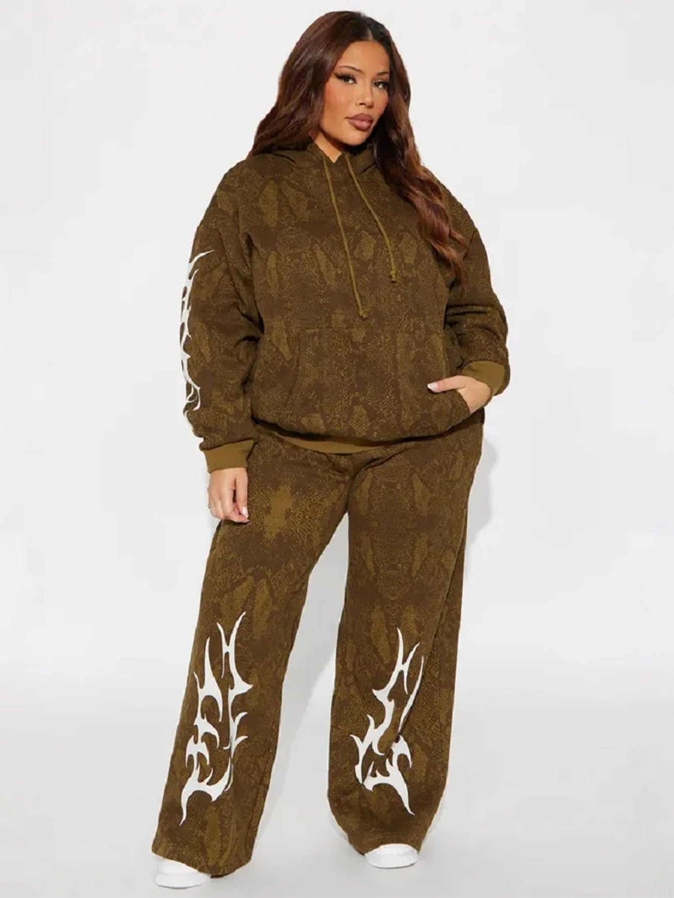 Fashion Figure Graphic Hoodie & Pants Set