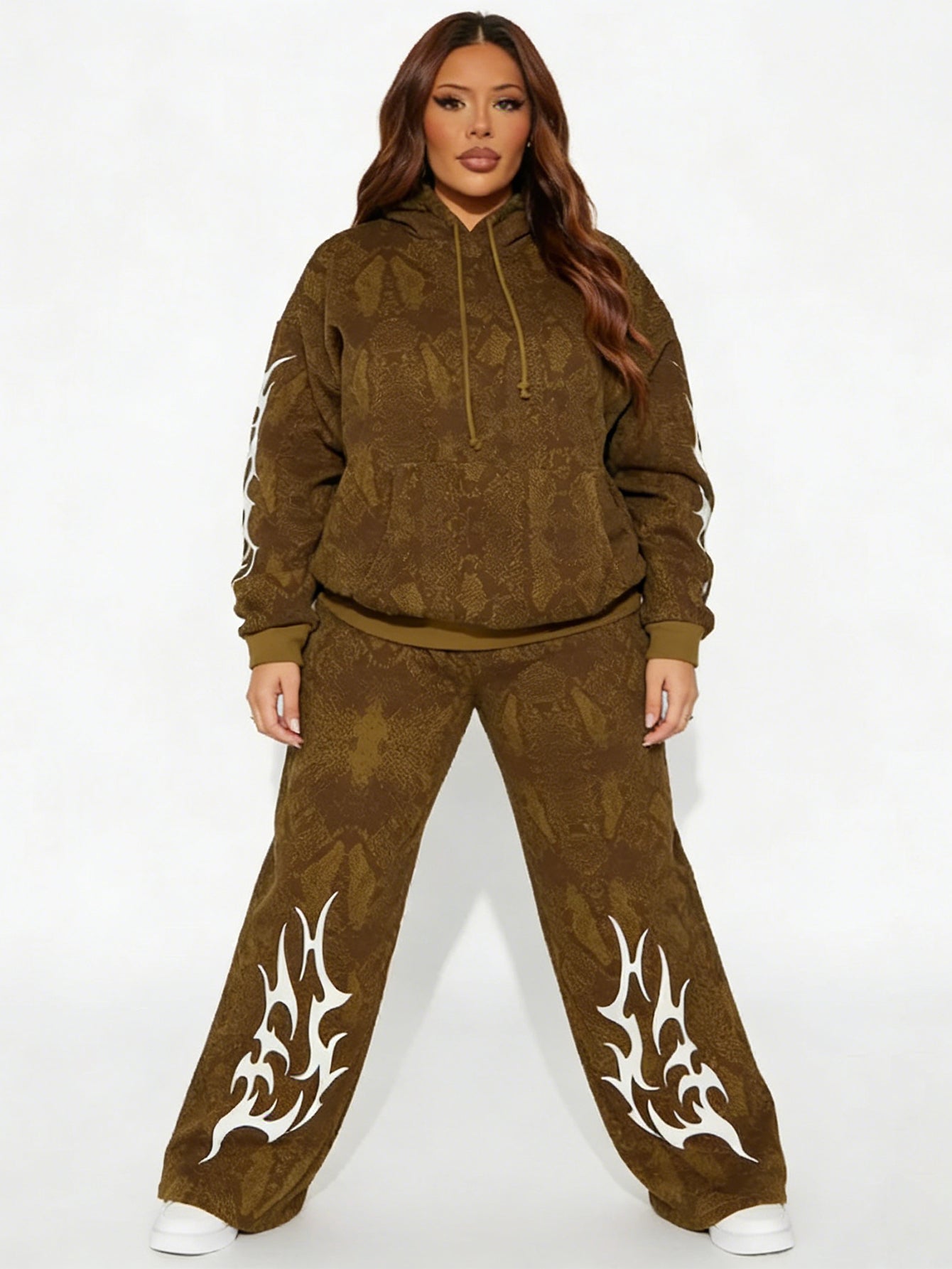 Fashion Figure Graphic Hoodie & Pants Set
