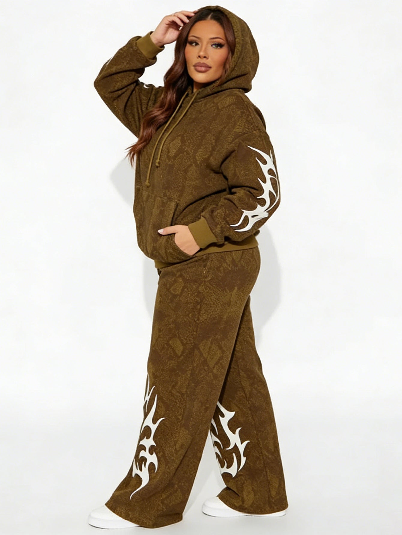 Fashion Figure Graphic Hoodie & Pants Set