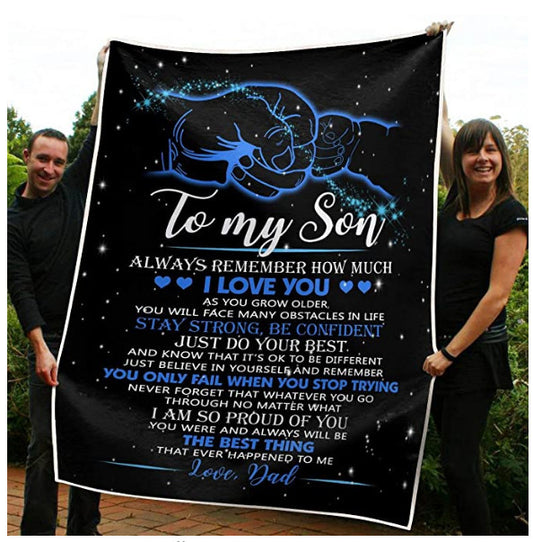 Blue and Black Envelope Style Letter Trial Letter Writing Flannel Blanket