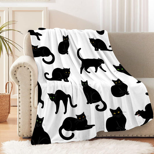 Simple and Premium Black Cat Printed Blanket