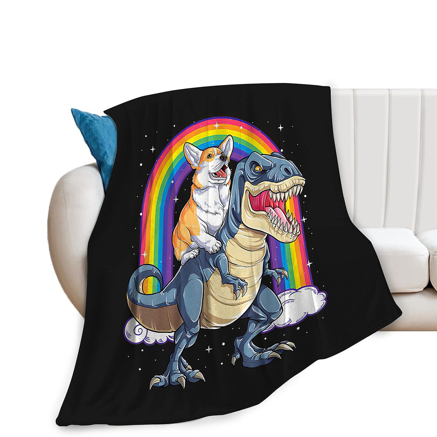 Funny Corgi Dinosaur Blanket 
