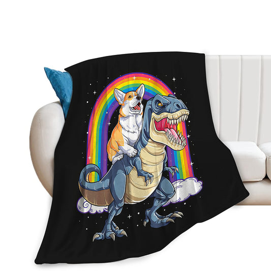 Funny Corgi Dinosaur Blanket 