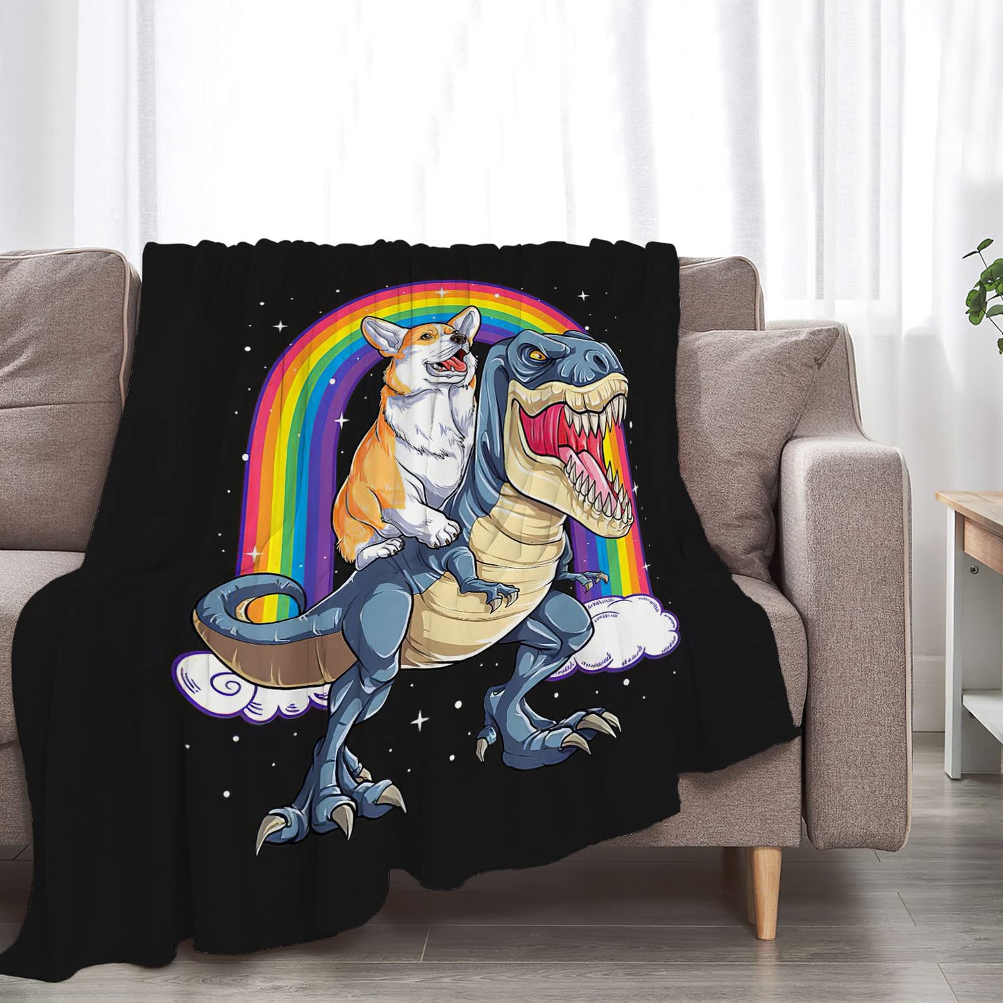 Funny Corgi Dinosaur Blanket