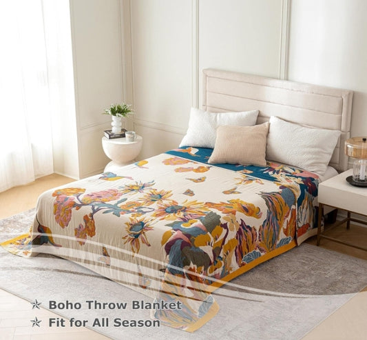 Bohemian style secret garden printed blanket