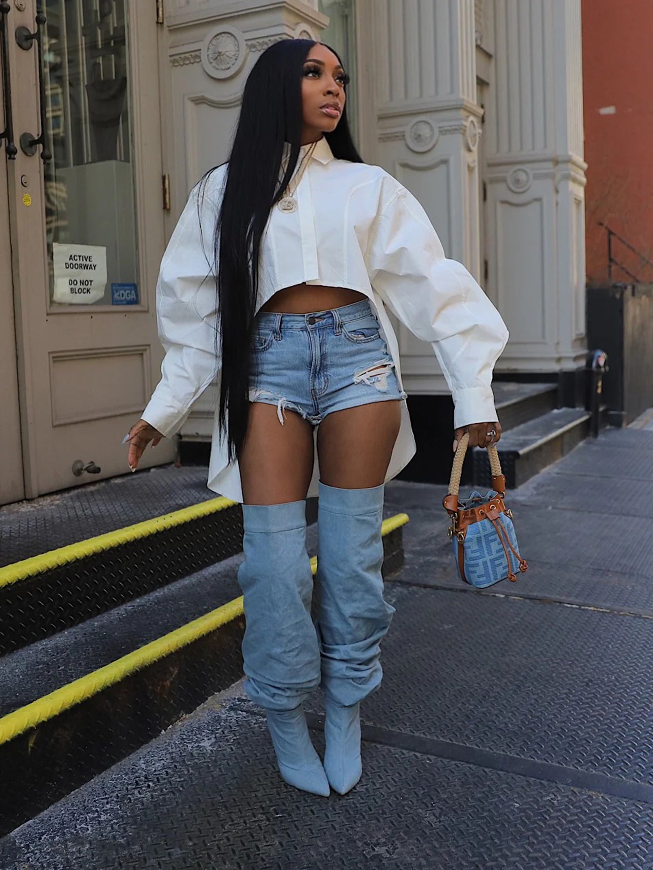 Fashionable High-Low Lantern Sleeve Shirt