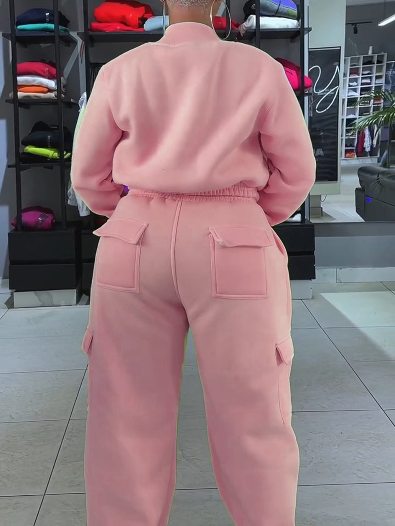 Stylish Fleece Sweatshirt & Cargo Sweatpants