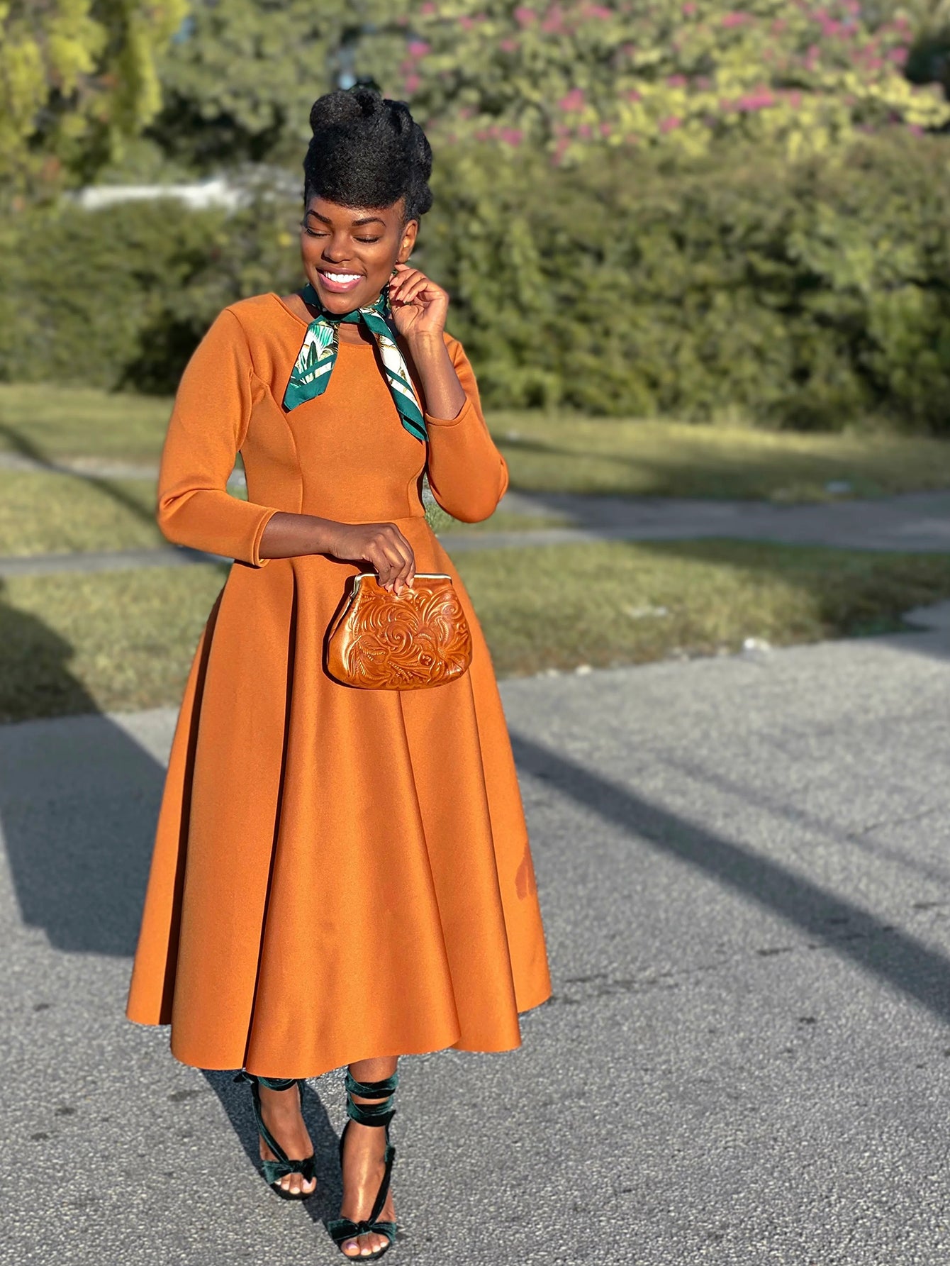 Elegant 3/4 Length Sleeve Swing Dress